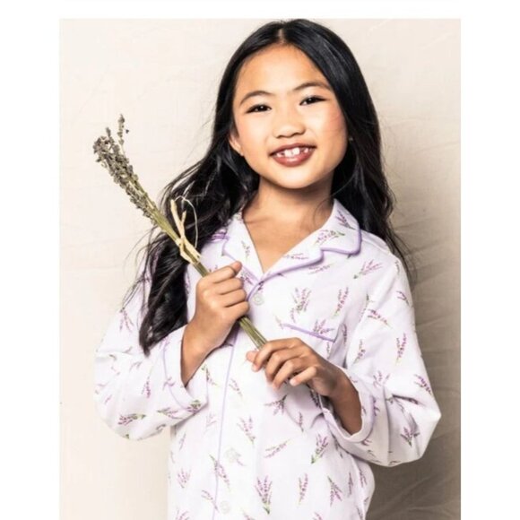Petite Plume Girls Lavender Floral Pajama Set Cotton Long Sleeve Button-Down Top - Picture 14 of 14